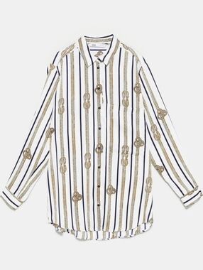 Zara striped blouse, rope knot print satin oversized